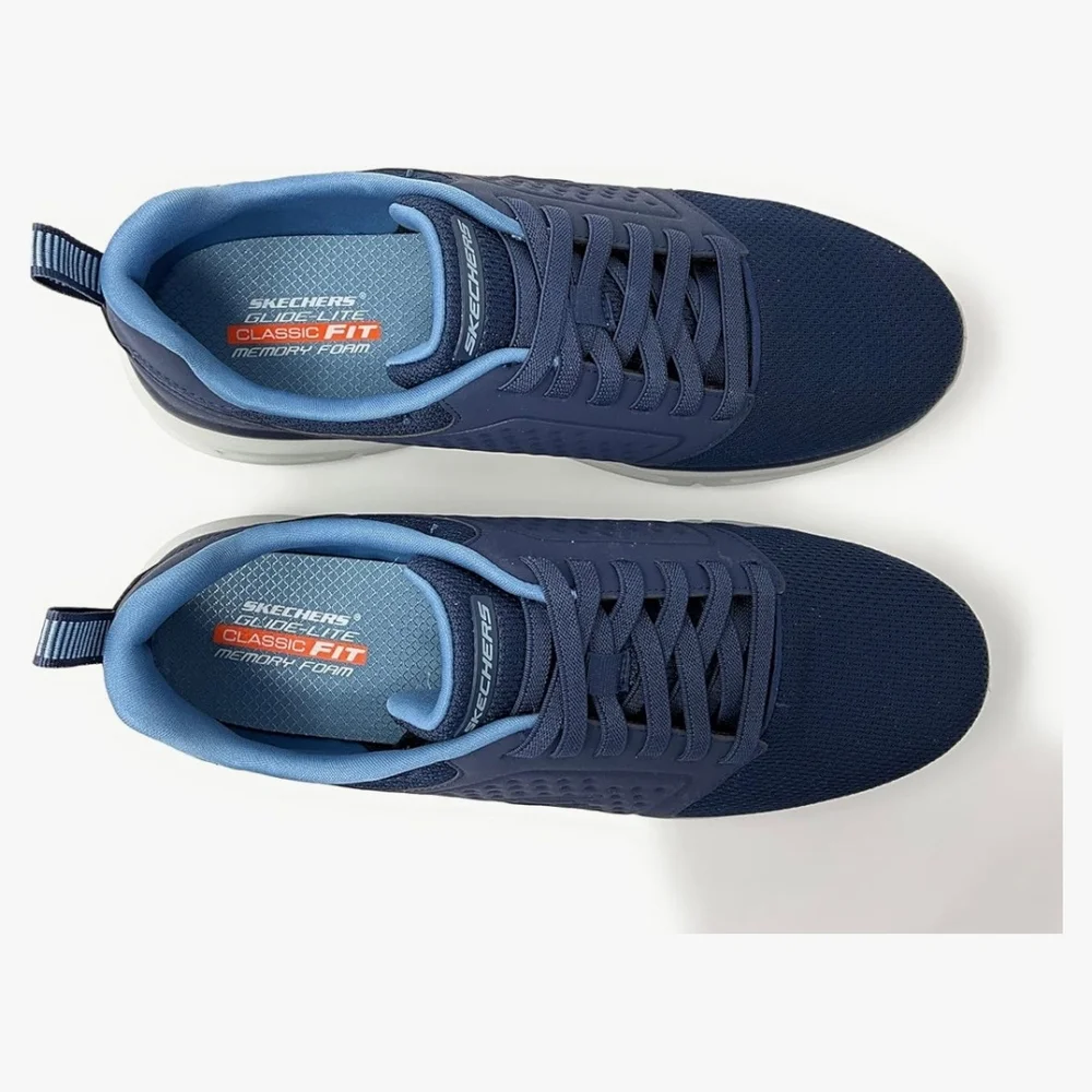Skechers Glide-Lite Men's Classic Shoes Fit With Memory Foam (Navy, Size 8)